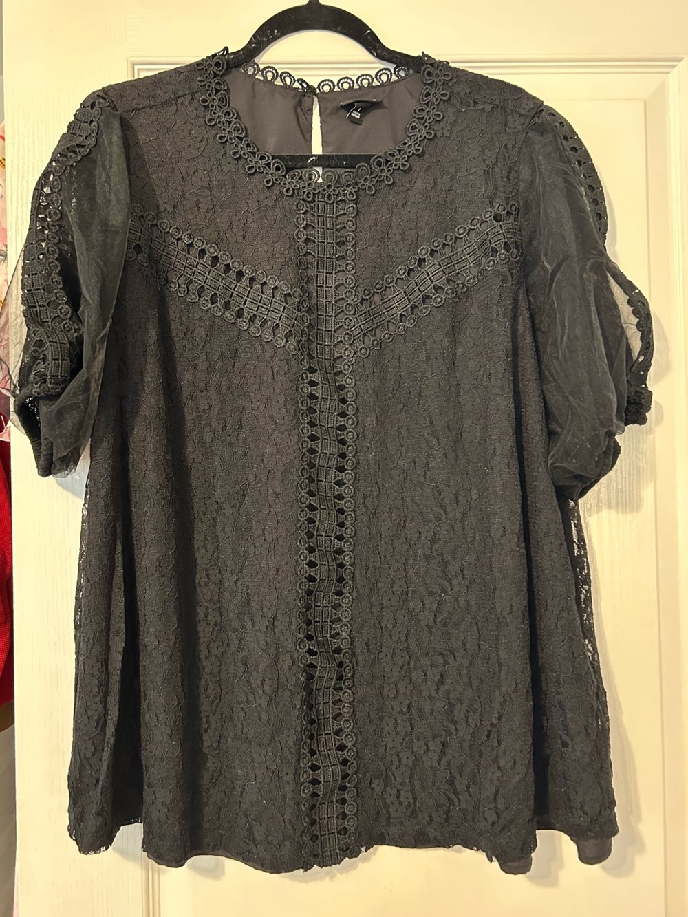 Torrid Black Lace Crochet-Trim Blouse